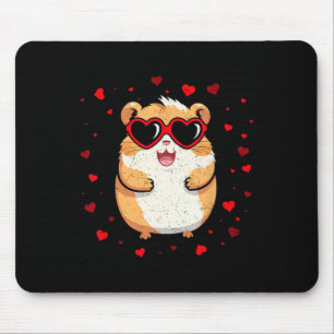 Hamster Valentine Sungles Heart Cute Lovers  Mouse Pad