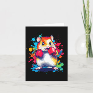 Hamster Wearing Boxing Gloves Colorful Art  Card