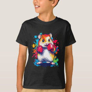 Hamster Wearing Boxing Gloves Colourful Art T-Shirt