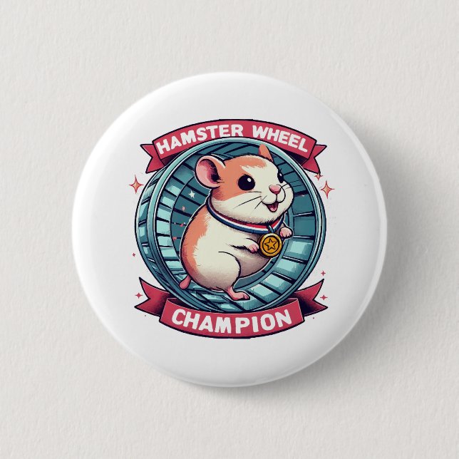 Hamster Wheel Champion 2 Inch Round Button (Front)