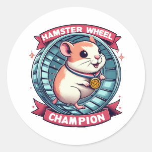 Hamster Wheel Champion Classic Round Sticker