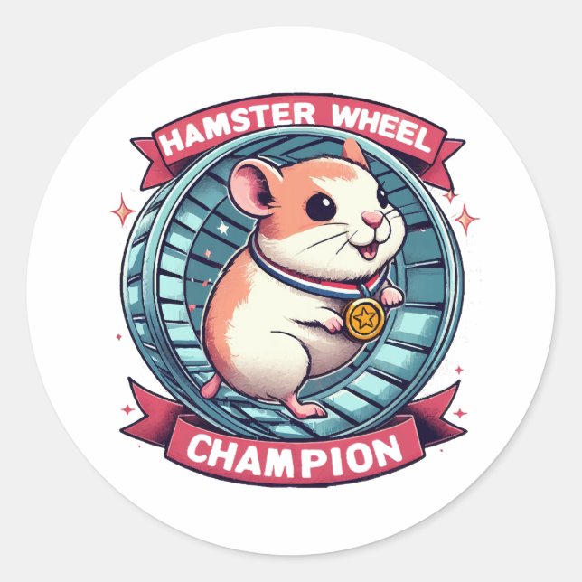 Hamster Wheel Champion Classic Round Sticker (Front)