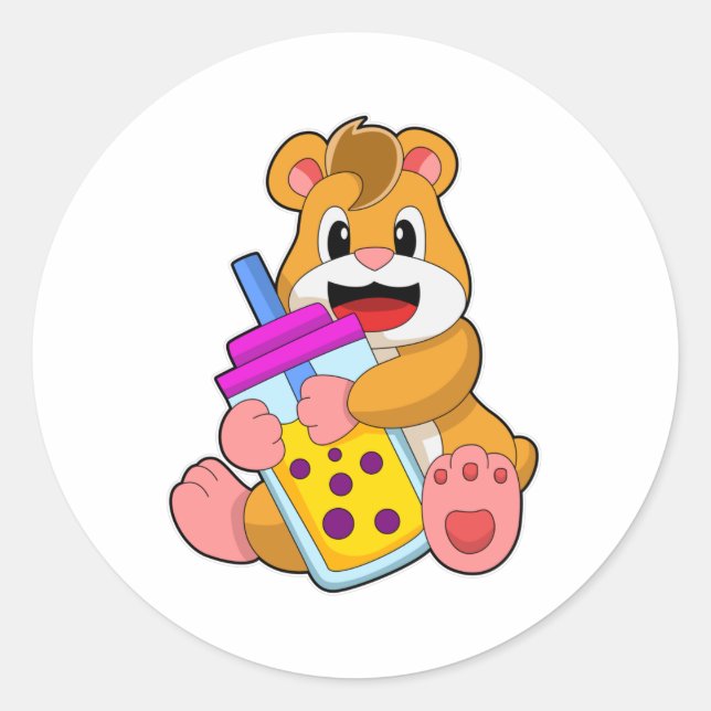 Hamster with Baby bottle Juice Classic Round Sticker (Front)