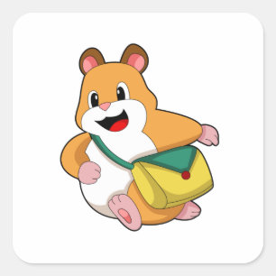 Hamster with Bag.PNG Square Sticker