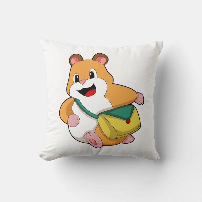 Hamster with Bag.PNG Throw Pillow (Front)