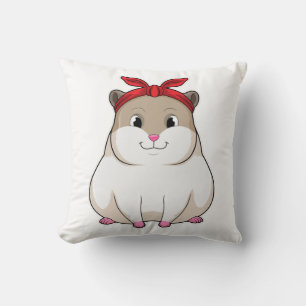 Hamster with Bandana Throw Pillow