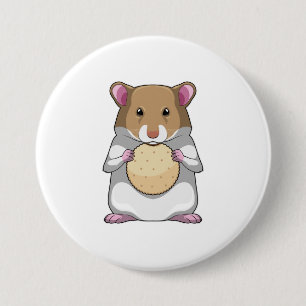 Hamster with Biscuit 3 Inch Round Button