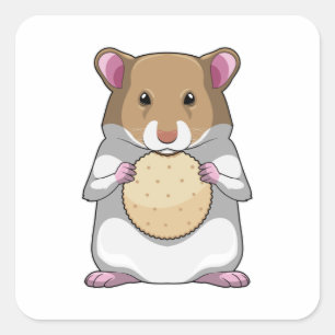 Hamster with Biscuit Square Sticker