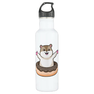 Hamster with Chocolate Doughnut 710 Ml Water Bottle