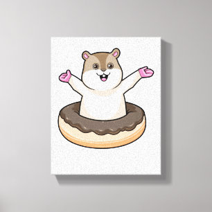 Hamster with Chocolate Doughnut Canvas Print