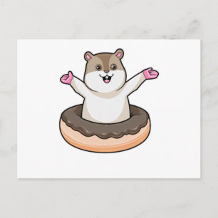Hamster with Chocolate Doughnut Postcard