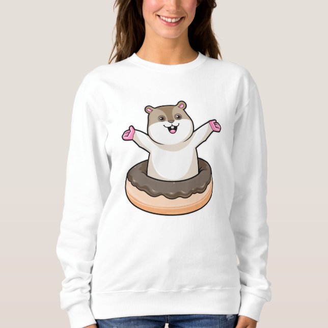 Hamster with Chocolate Doughnut Sweatshirt (Front)