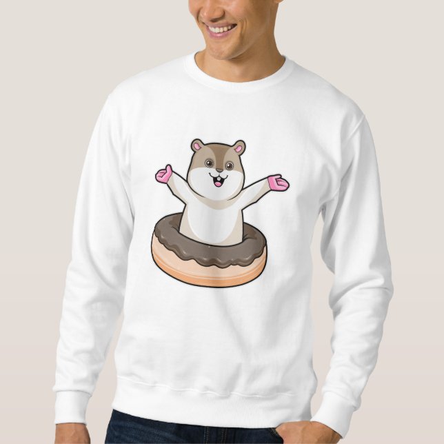 Hamster with Chocolate Doughnut Sweatshirt (Front)