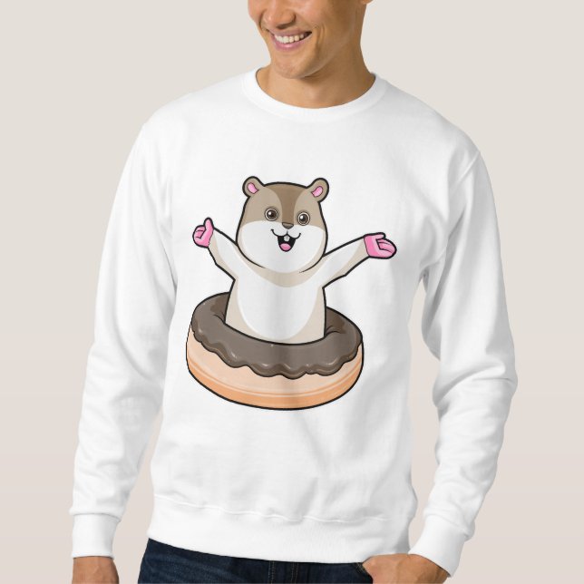 Hamster with Chocolate Doughnut Sweatshirt (Front)
