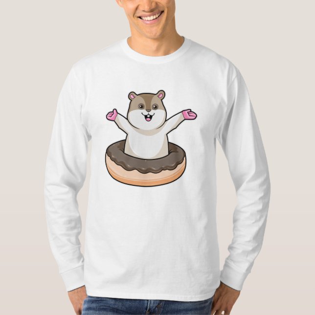 Hamster with Chocolate Doughnut T-Shirt (Front)