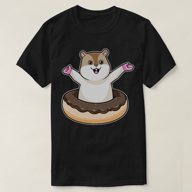 Hamster with Chocolate Doughnut T-Shirt (Design Front)