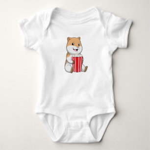 Hamster with Cone of Popcorn Baby Bodysuit