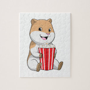 Hamster with Cone of Popcorn Jigsaw Puzzle