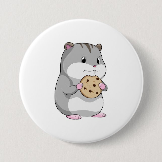 Hamster with Cookie 3 Inch Round Button (Front)