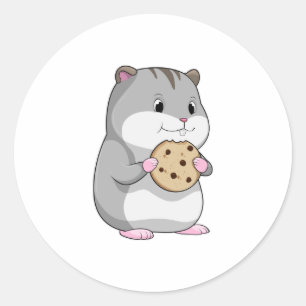 Hamster with Cookie Classic Round Sticker