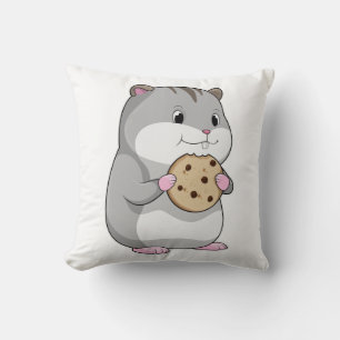 Hamster with Cookie Throw Pillow