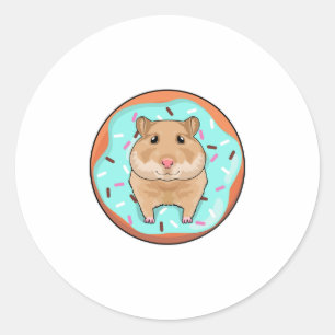 Hamster with Doughnut Classic Round Sticker