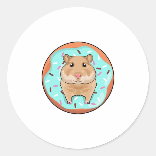 Hamster with Doughnut Classic Round Sticker (Front)