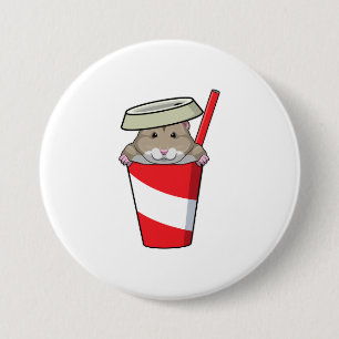 Hamster with Drink 3 Inch Round Button