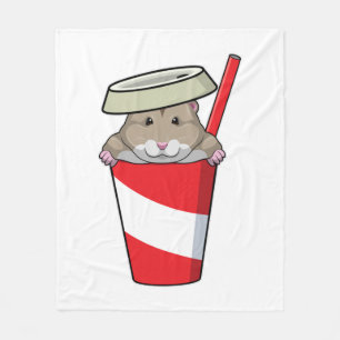 Hamster with Drink Fleece Blanket