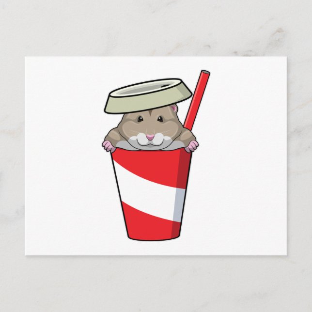 Hamster with Drink Postcard (Front)
