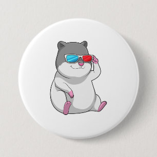 Hamster with Glasses 3 Inch Round Button