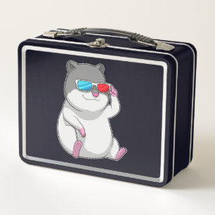 Hamster with Glasses Metal Lunch Box