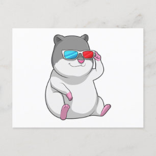 Hamster with Glasses Postcard