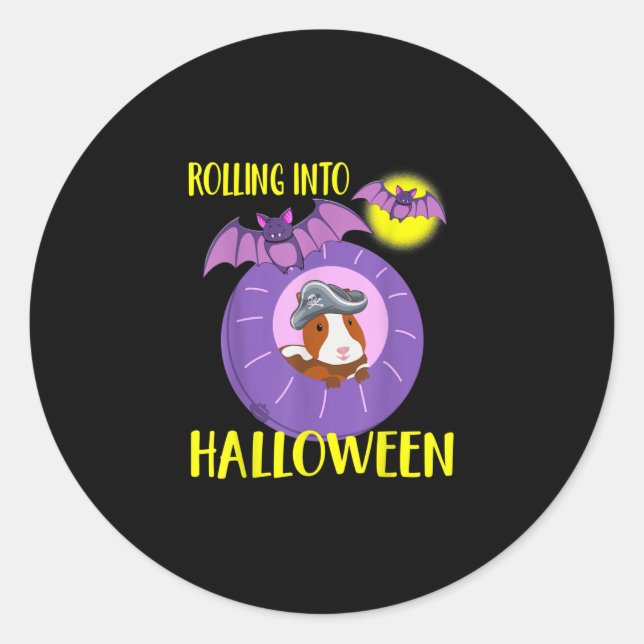 Hamster With Halloween Day Classic Round Sticker (Front)
