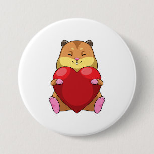 Hamster with Heart 3 Inch Round Button