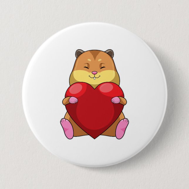 Hamster with Heart 3 Inch Round Button (Front)
