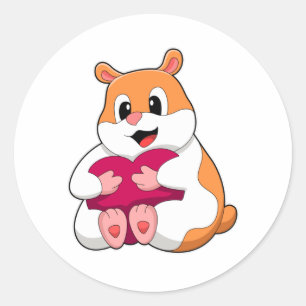 Hamster with Heart Classic Round Sticker