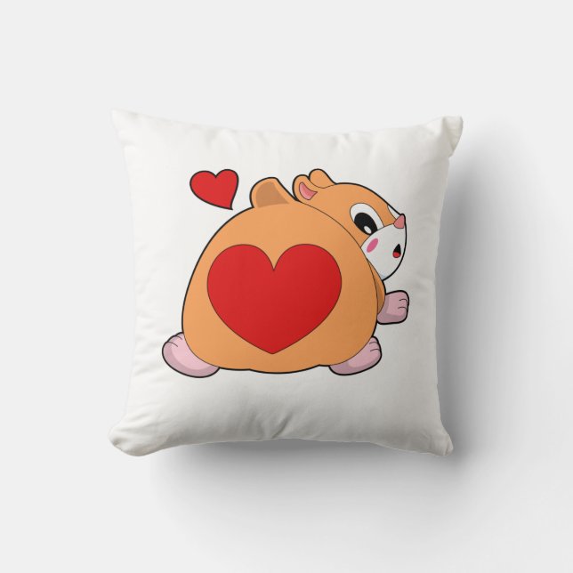 Hamster with Heart Throw Pillow (Front)