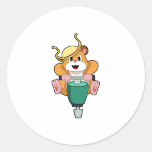 Hamster with Jackhammer Classic Round Sticker
