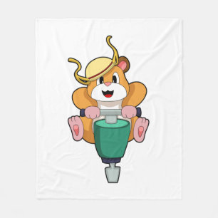 Hamster with Jackhammer Fleece Blanket