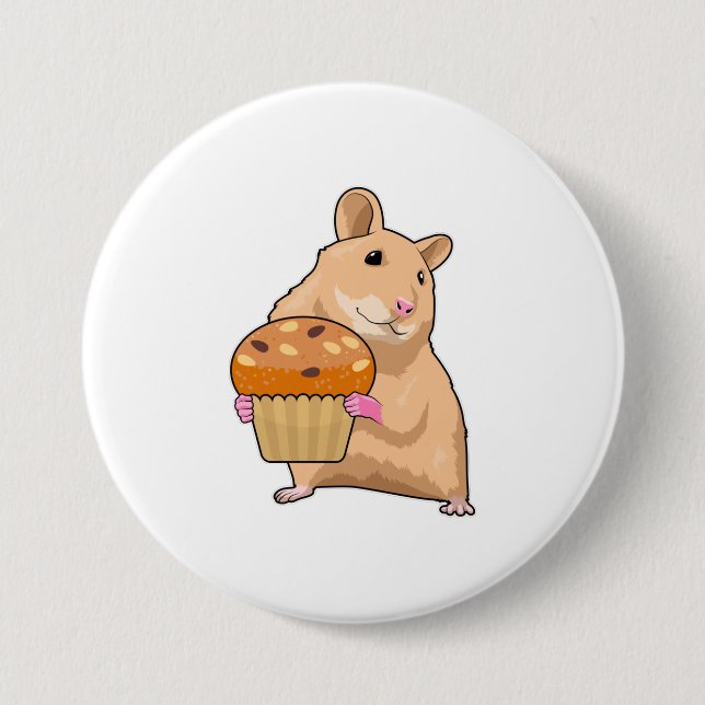 Hamster with Muffin 3 Inch Round Button (Front)
