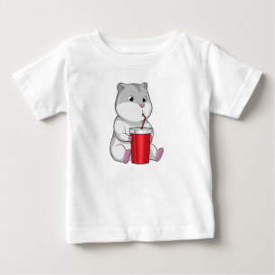 Hamster with Mug & Drinking straw Baby T-Shirt