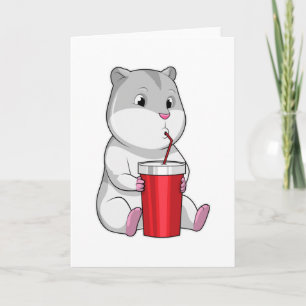 Hamster with Mug & Drinking straw Card
