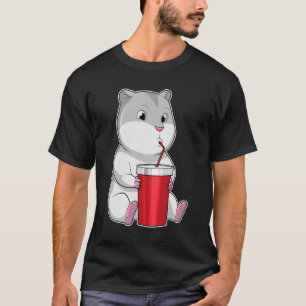 Hamster with Mug & Drinking straw T-Shirt