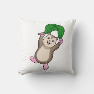 Hamster with Parachute Throw Pillow
