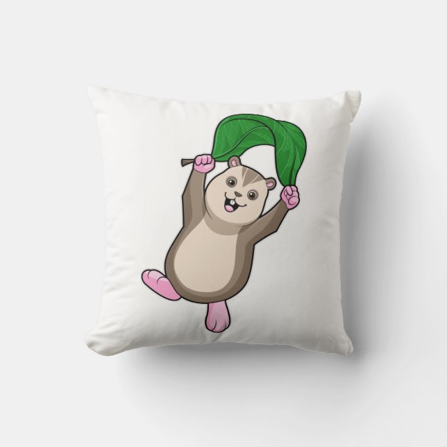 Hamster with Parachute Throw Pillow (Front)