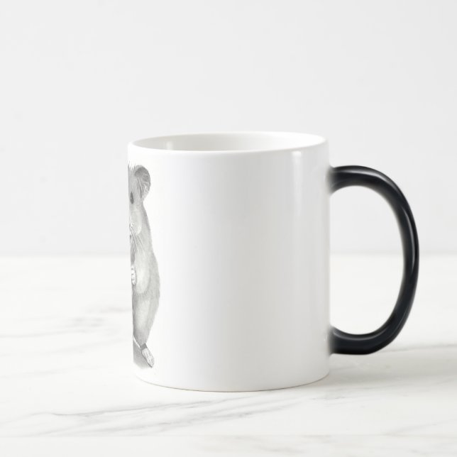 HAMSTER WITH PEANUT, PENCIL ART MAGIC MUG (Right)