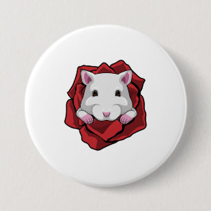 Hamster with Rose 3 Inch Round Button