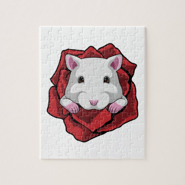 Hamster with Rose Jigsaw Puzzle (Vertical)