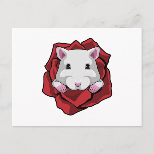 Hamster with Rose Postcard (Front)